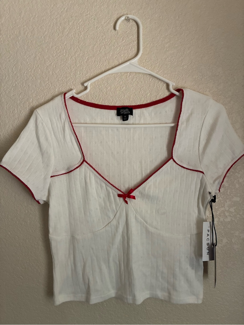 PacSun White Top with Red Trim